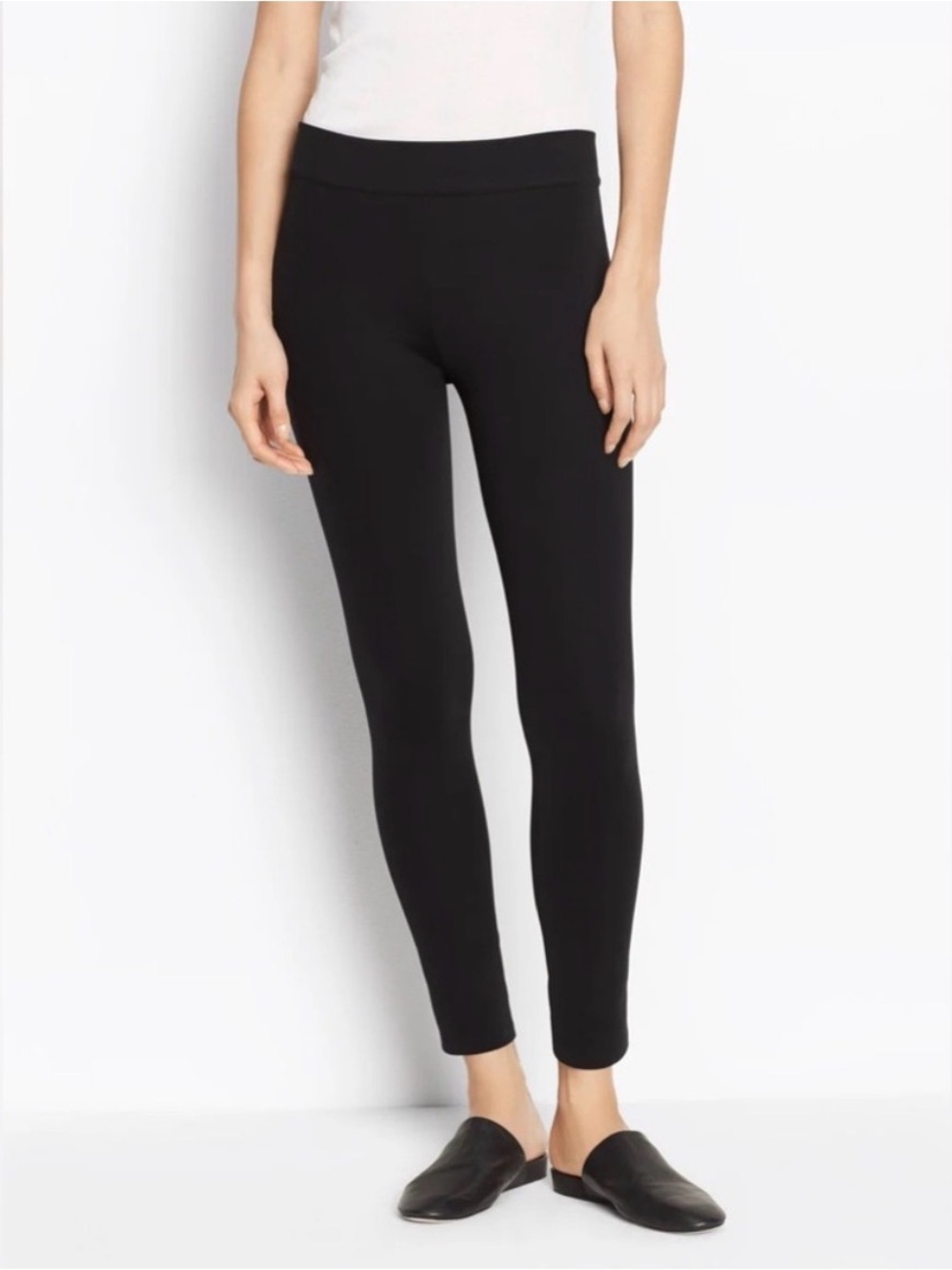 Vince Black Tech Ponte Pull On Leggings Pants Size M Stretch Knit